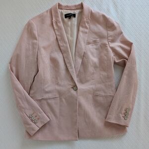 Talbots Peach Pink White Blazer Cotton One Button, size 10 Office career